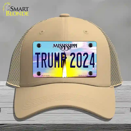 Trump 2024 Mississippi Novelty License Plate Hat Mesh / Khaki