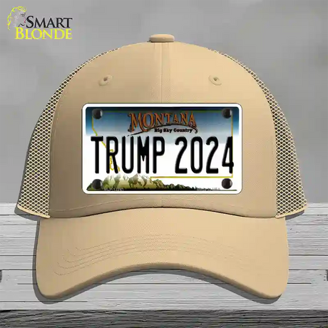 Trump 2024 Montana Novelty License Plate Hat Mesh / Khaki