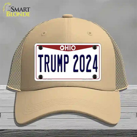 Trump 2024 Ohio Novelty License Plate Hat Mesh / Khaki