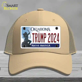 Trump 2024 Oklahoma Novelty License Plate Hat Mesh / Khaki