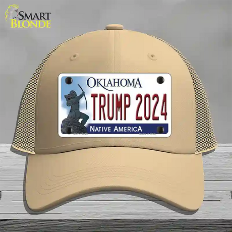 Trump 2024 Oklahoma Novelty License Plate Hat Mesh / Khaki