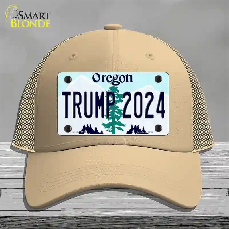 Trump 2024 Oregon Novelty License Plate Hat Mesh / Khaki