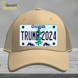 Trump 2024 Oregon Novelty License Plate Hat Mesh / Khaki