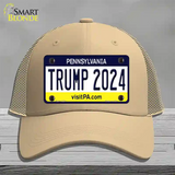 Trump 2024 Pennsylvania Novelty License Plate Hat Mesh / Khaki