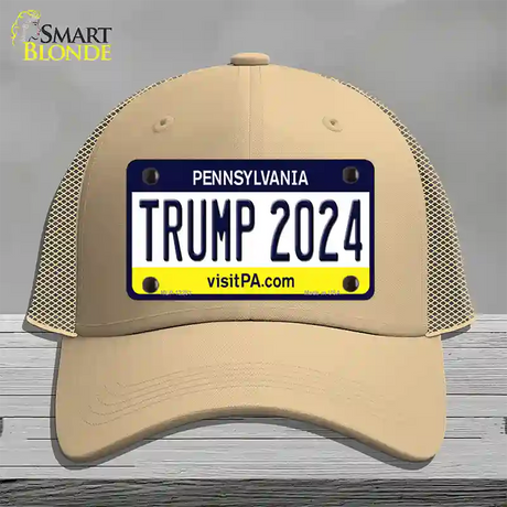 Trump 2024 Pennsylvania Novelty License Plate Hat Mesh / Khaki