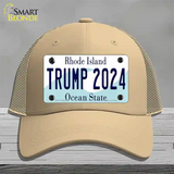 Trump 2024 Rhode Island Novelty License Plate Hat Mesh / Khaki