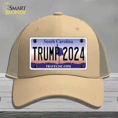 Trump 2024 South Carolina Novelty License Plate Hat Mesh / Khaki