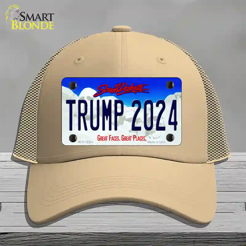 Trump 2024 South Dakota Novelty License Plate Hat Mesh / Khaki