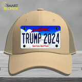 Trump 2024 South Dakota Novelty License Plate Hat Mesh / Khaki