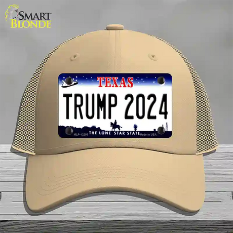 Trump 2024 Texas Novelty License Plate Hat Mesh / Khaki