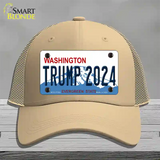 Trump 2024 Washington Novelty License Plate Hat Mesh / Khaki