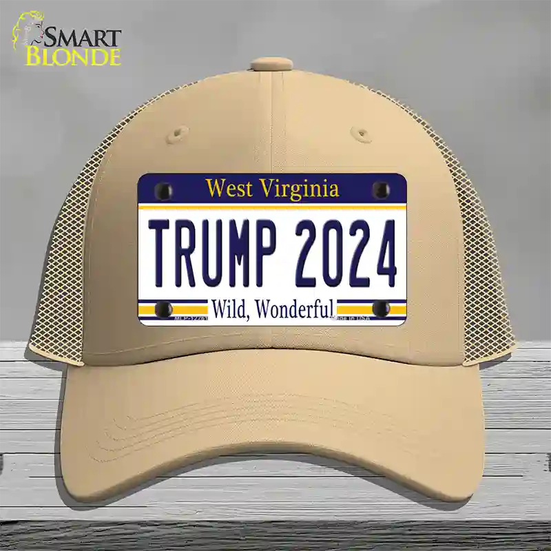 Trump 2024 West Virginia Novelty License Plate Hat Mesh / Khaki