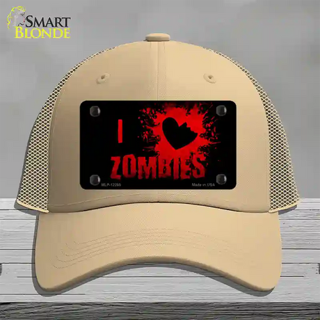 I Love Zombies Novelty License Plate Hat Mesh / Khaki