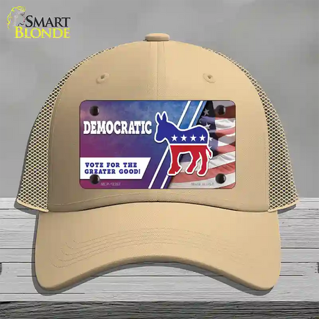 Democratic Vote for Greater Good Novelty License Plate Hat Mesh / Khaki