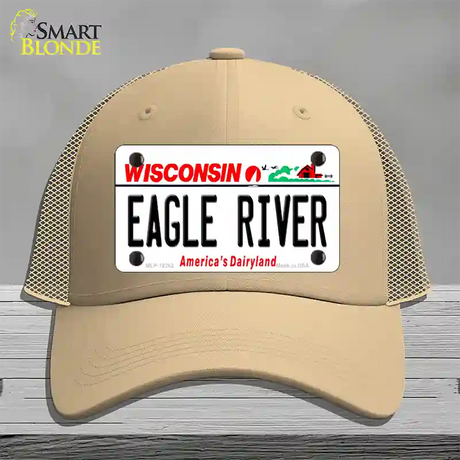 Wisconsin Eagle River Novelty License Plate Hat Mesh / Khaki