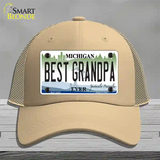 Michigan Best Grandpa Novelty License Plate Hat Mesh / Khaki