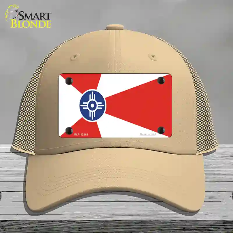 Wichita Flag Novelty License Plate Hat Mesh / Khaki