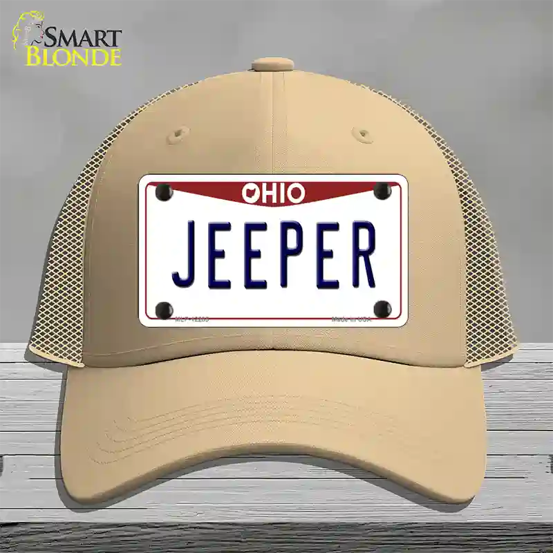 Ohio Jeeper Novelty License Plate Hat Mesh / Khaki