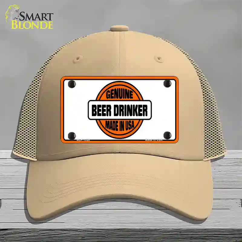 Genuine Beer Drinker Novelty License Plate Hat Mesh / Khaki