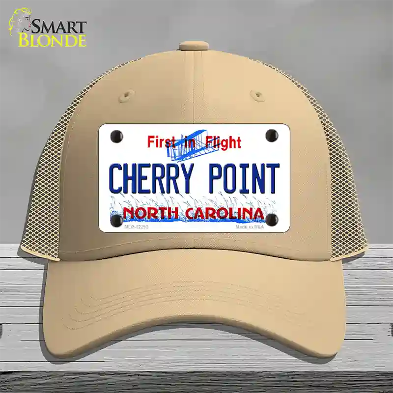 North Carolina Cherry Point Novelty License Plate Hat Mesh / Khaki