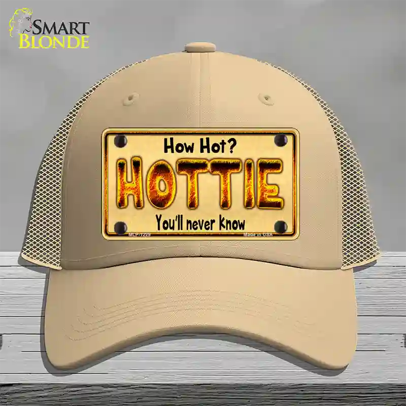 Hottie Know Novelty License Plate Hat Mesh / Khaki