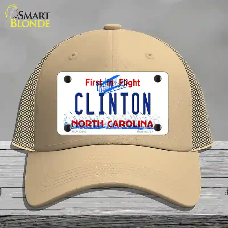 North Carolina Clinton Novelty License Plate Hat Mesh / Khaki