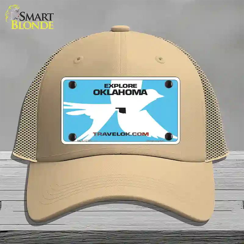 Oklahoma Travel Blank Novelty License Plate Hat Mesh / Khaki