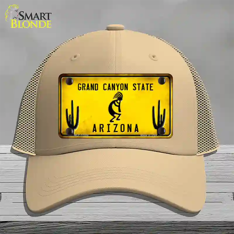 Arizona Kokopelli Yellow Novelty License Plate Hat Mesh / Khaki