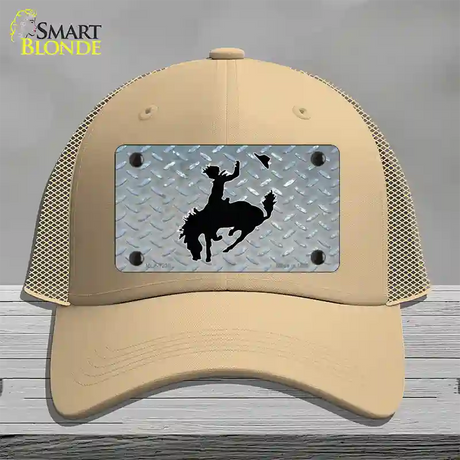 Bucking Bronco Novelty License Plate Hat Mesh / Khaki