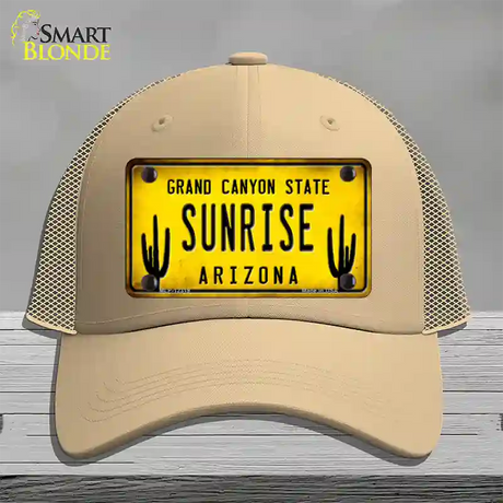 Arizona Sunrise Novelty License Plate Hat Mesh / Khaki