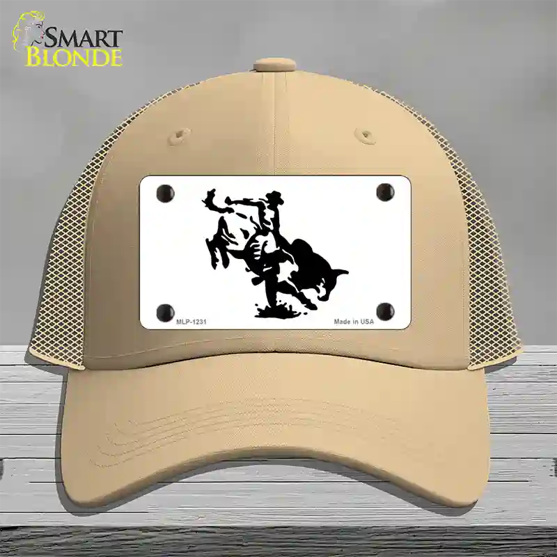 Bull Rider Novelty License Plate Hat Mesh / Khaki