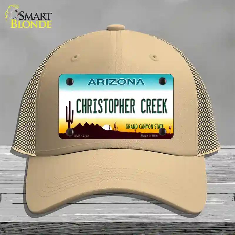 Christopher Creek Arizona Novelty License Plate Hat Mesh / Khaki