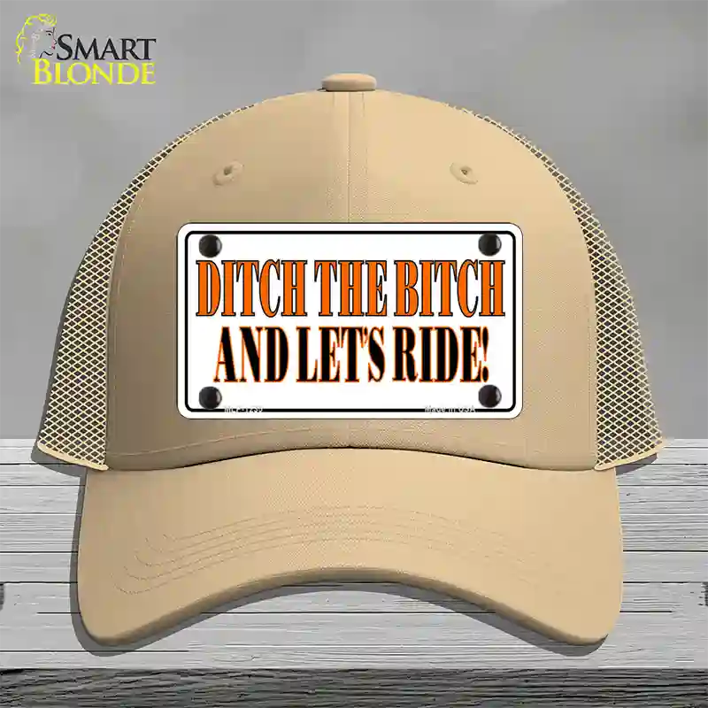 Ditch The Bitch Novelty License Plate Hat Mesh / Khaki