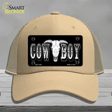 Cowboy Longhorn Skull Novelty License Plate Hat Mesh / Khaki