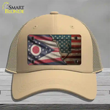 Ohio/American Flag Novelty License Plate Hat Mesh / Khaki