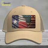 Texas/American Flag Novelty License Plate Hat Mesh / Khaki