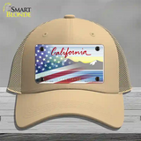 California Tahoe Plate American Flag Novelty License Plate Hat Mesh / Khaki