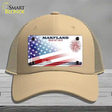 Maryland War Plate American Flag Novelty License Plate Hat Mesh / Khaki