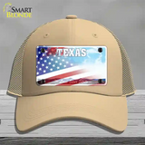 Texas Lone Star Plate American Flag Novelty License Plate Hat Mesh / Khaki