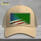 Washington Green with American Flag Novelty License Plate Hat Mesh / Khaki