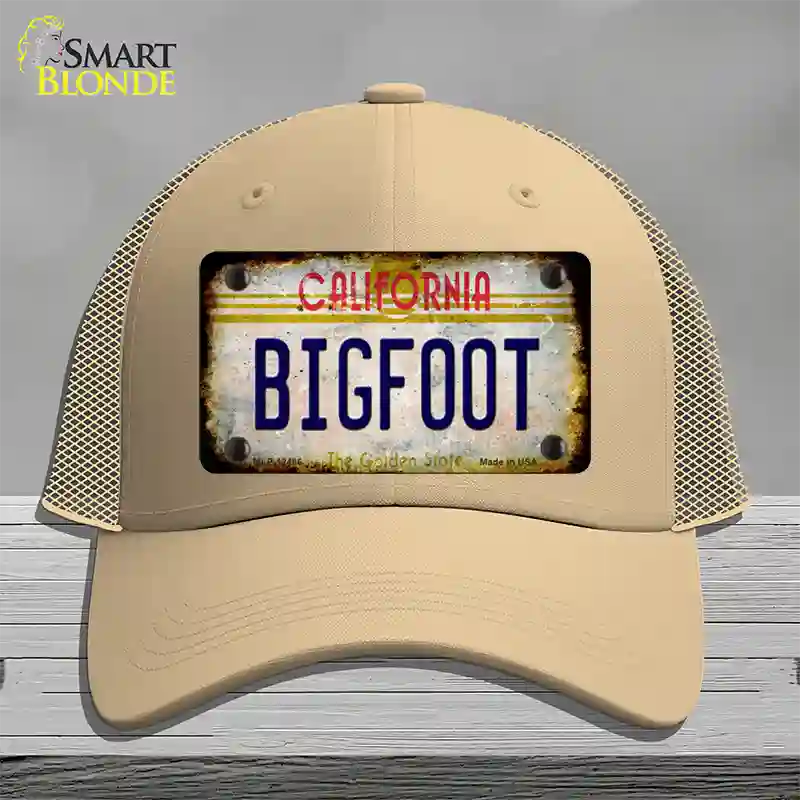 Bigfoot California Novelty License Plate Hat Mesh / Khaki