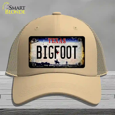 Bigfoot Texas Novelty License Plate Hat Mesh / Khaki