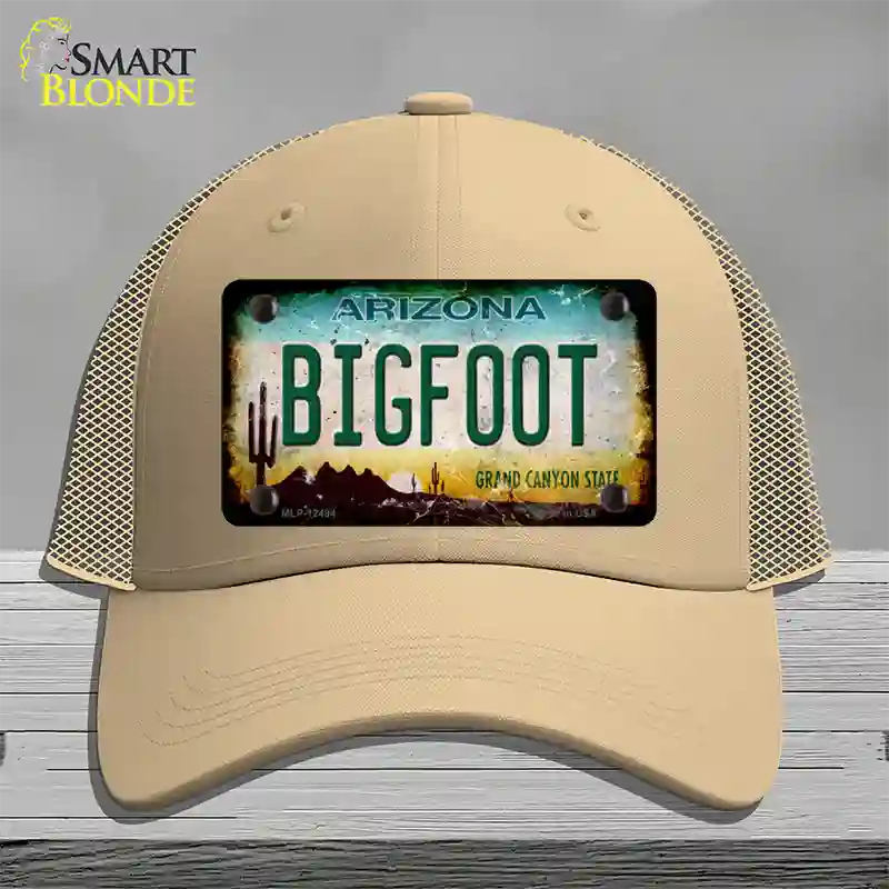 Bigfoot Arizona Novelty License Plate Hat Mesh / Khaki