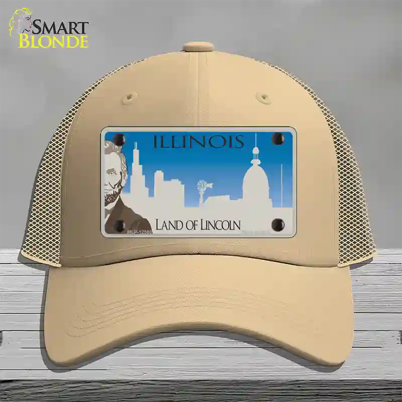 Illinois Blank Novelty License Plate Hat Mesh / Khaki