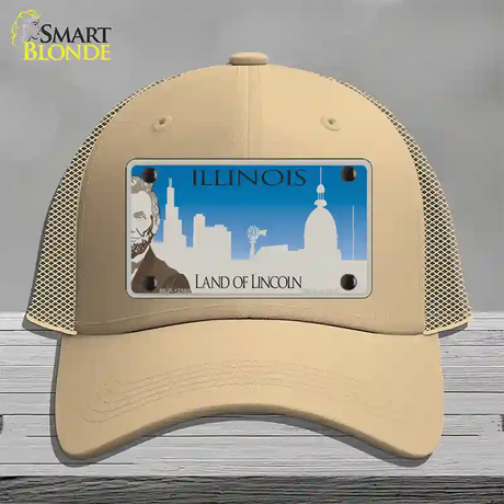 Illinois Blank Novelty License Plate Hat Mesh / Khaki