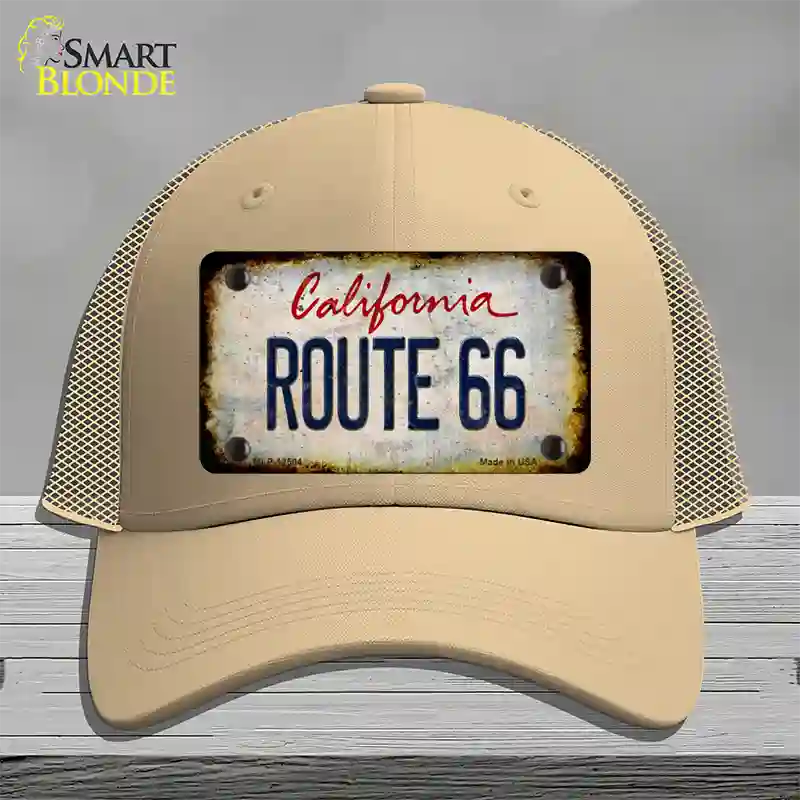 Route 66 California Rusty Novelty License Plate Hat Mesh / Khaki