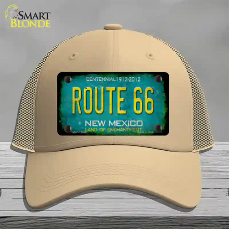 Route 66 New Mexico Rusty Novelty License Plate Hat Mesh / Khaki