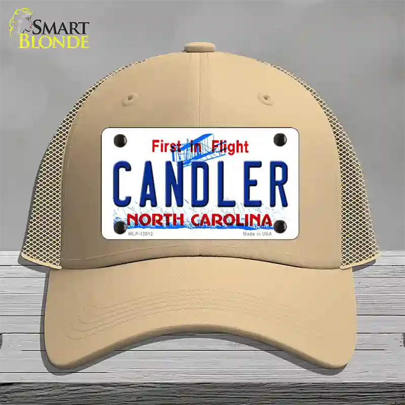 Candler North Carolina Novelty License Plate Hat Mesh / Khaki