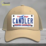 Candler North Carolina Novelty License Plate Hat Mesh / Khaki