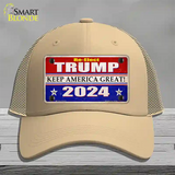 Re-Elect Trump 2024 Novelty License Plate Hat Mesh / Khaki